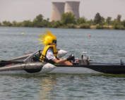 Man competing in solar regatta