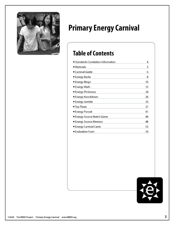 Primary Energy Carnival Table of Contents