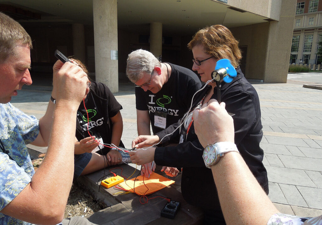 Teachers working on an energy team