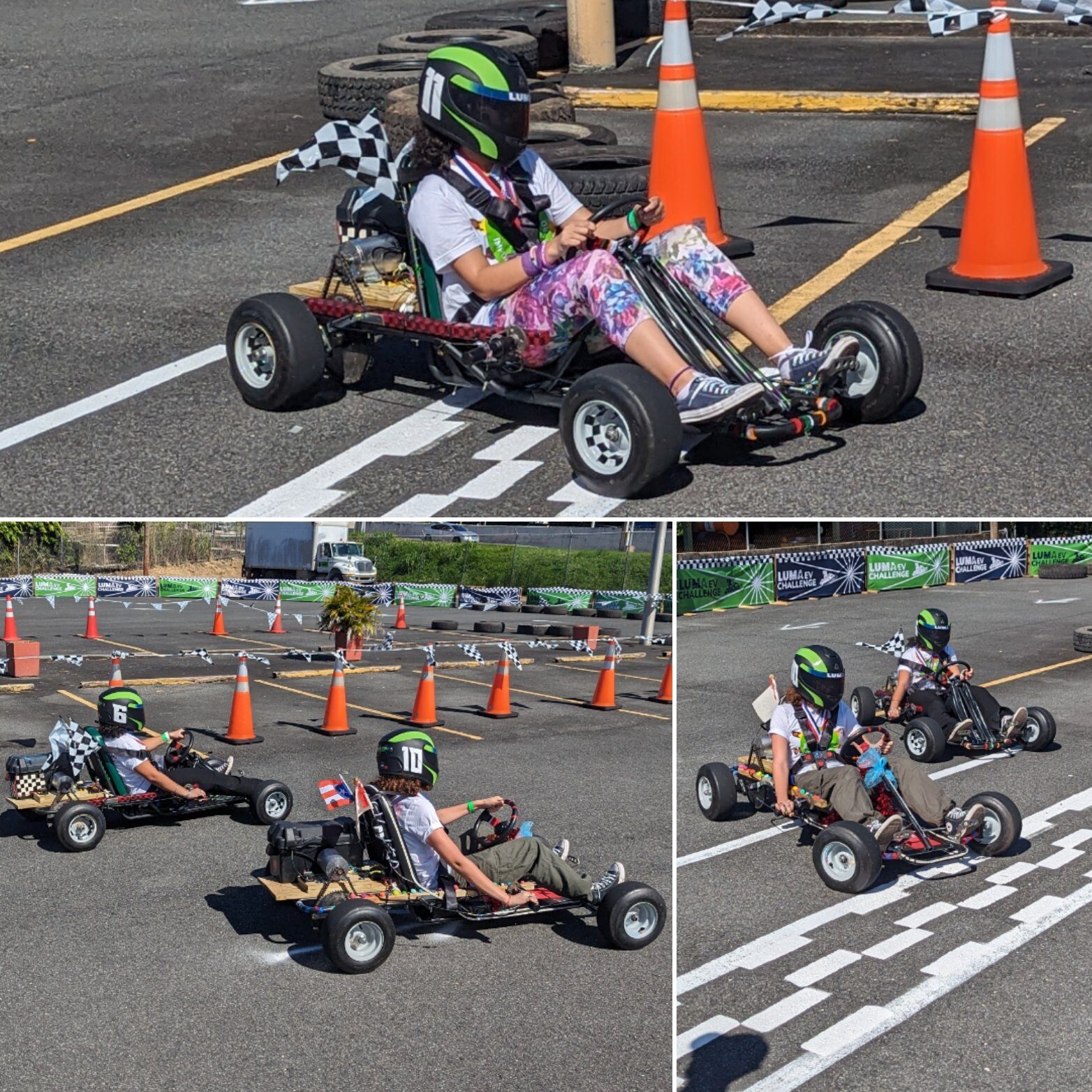 Students in go-carts at the EV Challenge