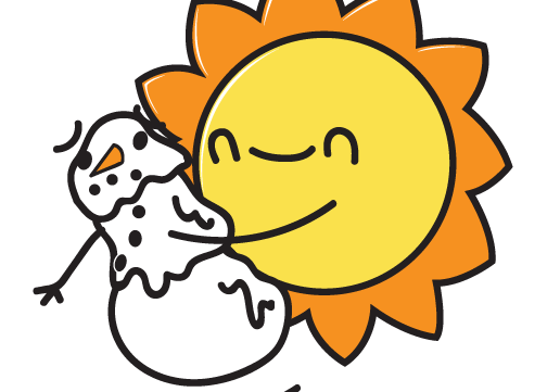 Sun hugs snowman