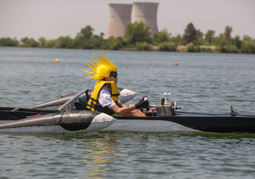 Man competing in solar regatta